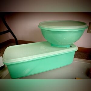 Vintage Green Tupperware Storage Set